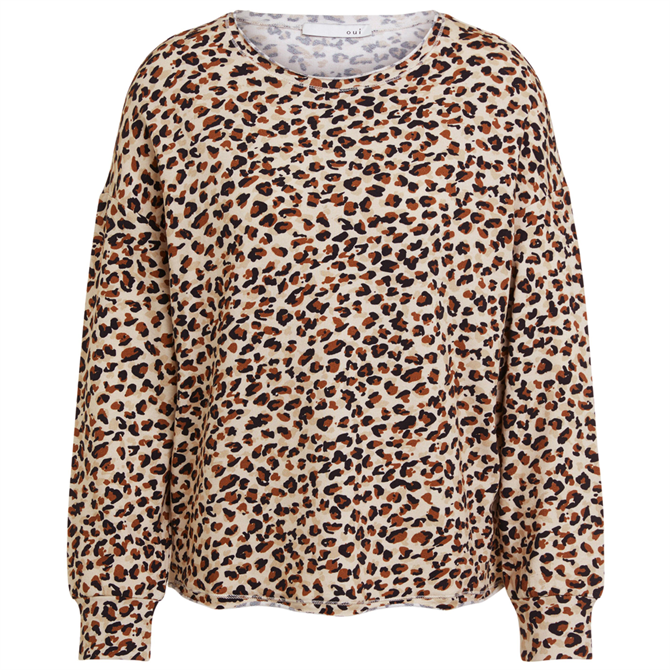 Oui Leopard Print Sweatshirt